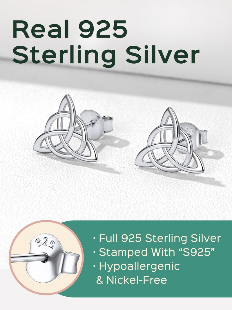 ChicSilver أقراط فضة استرلينية أنيقة للنساء، أقراط سلتية مضادة للحساسية، أقراط مثلثية ثلاثية، مجوهرات إيرلندية صغيرة ورقيقة للنساء - Image 4